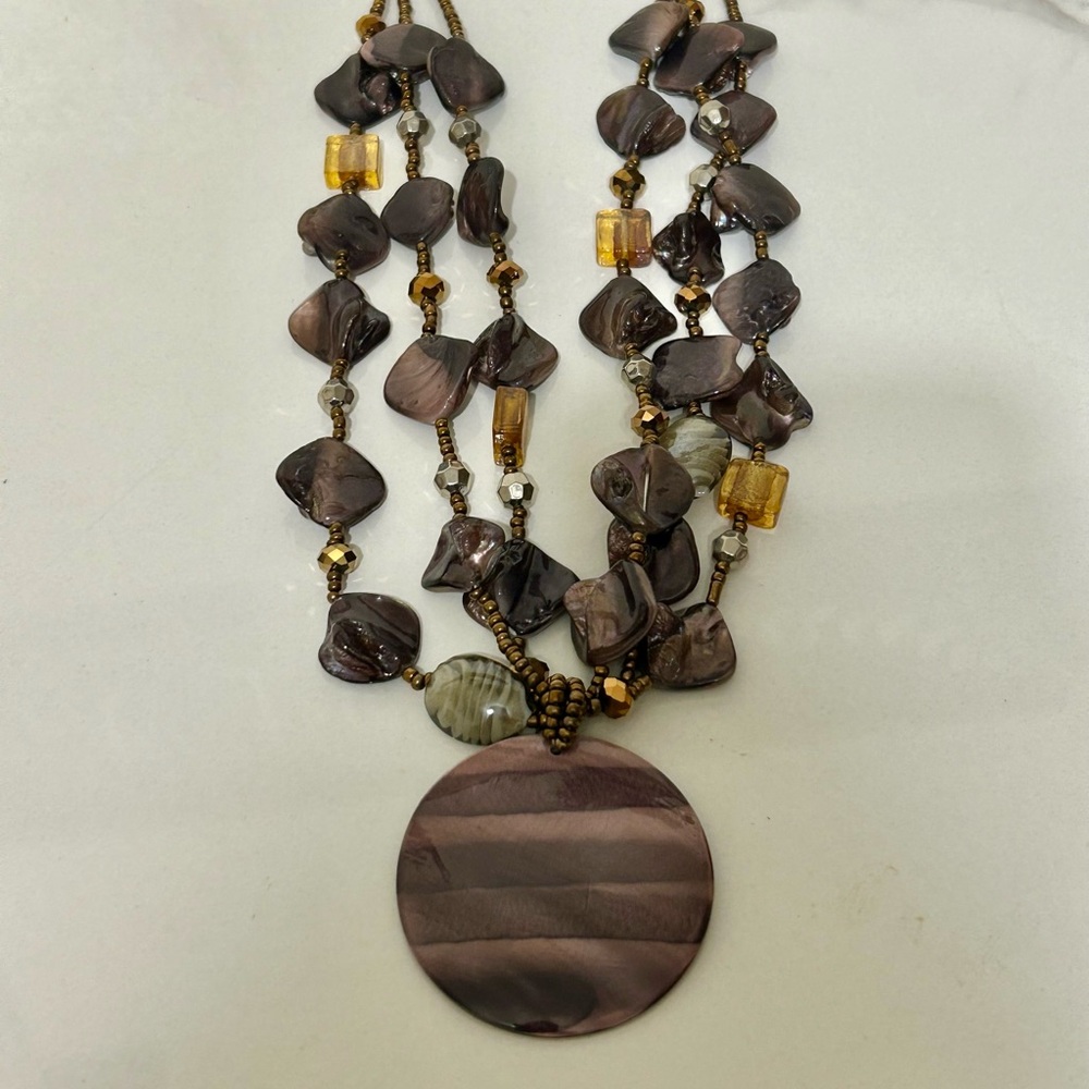 Amethyst Purple Gold‎ Chunky Statement Stone Necklace
